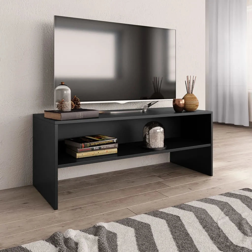 Petit Meuble TV Effet Chêne Artisanal - 100 cm-Mon Meuble TV-Noir-17