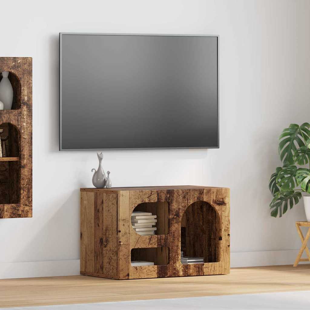 Petit Meuble TV en Bois Ancien - 60 cm-Mon Meuble TV-Bois ancien-2