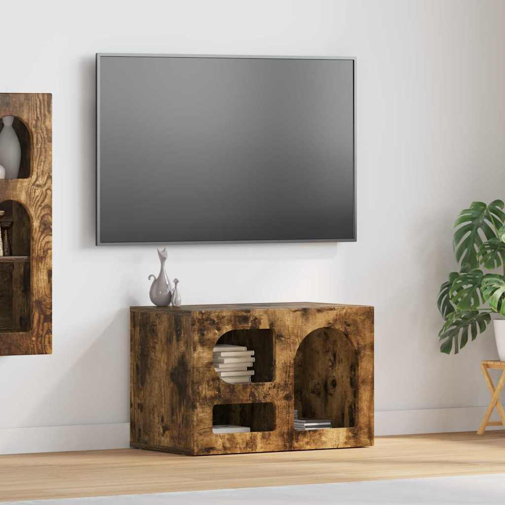 Petit Meuble TV en Bois Ancien - 60 cm-Mon Meuble TV-Chêne fumé-17
