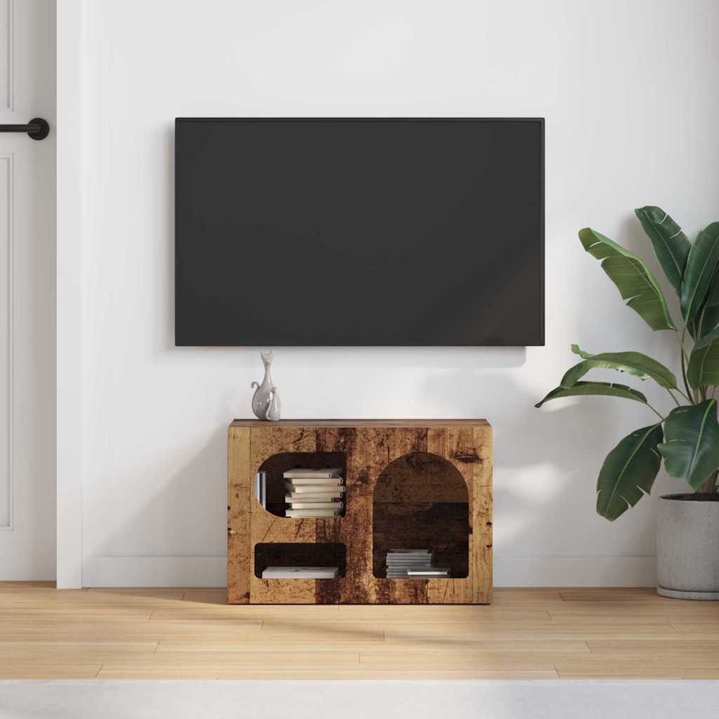 Petit Meuble TV en Bois Ancien - 60 cm-Mon Meuble TV-Chêne fumé-4
