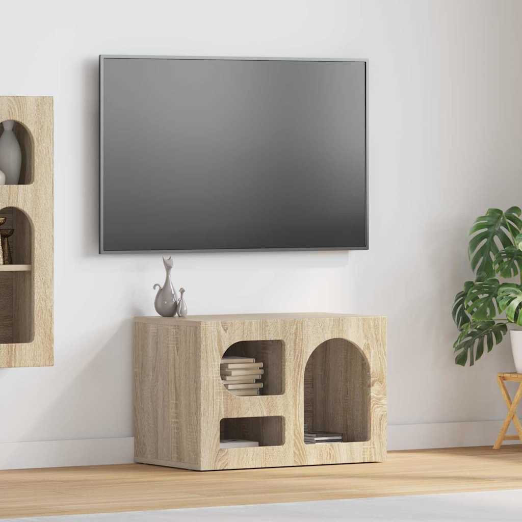 Petit Meuble TV en Bois Ancien - 60 cm-Mon Meuble TV-Chêne sonoma-14