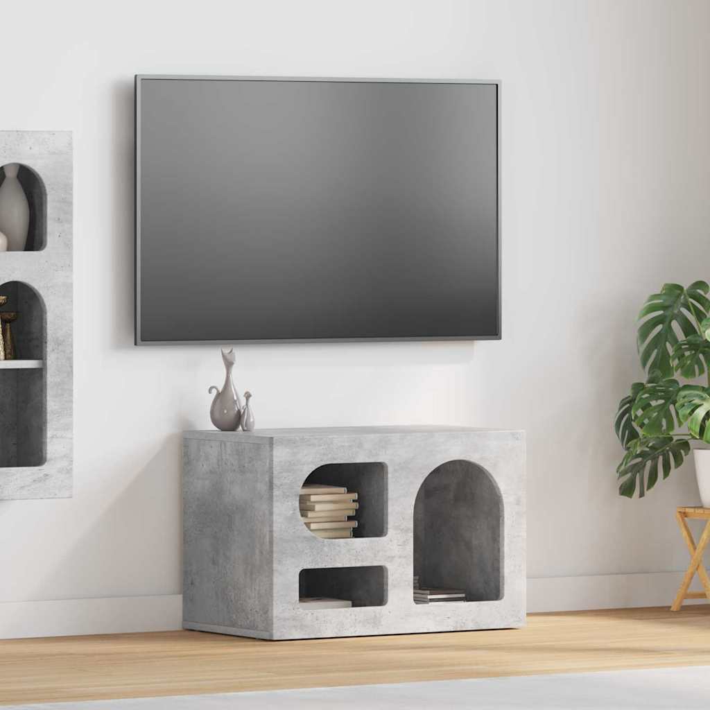 Petit Meuble TV en Bois Ancien - 60 cm-Mon Meuble TV-Gris béton-15