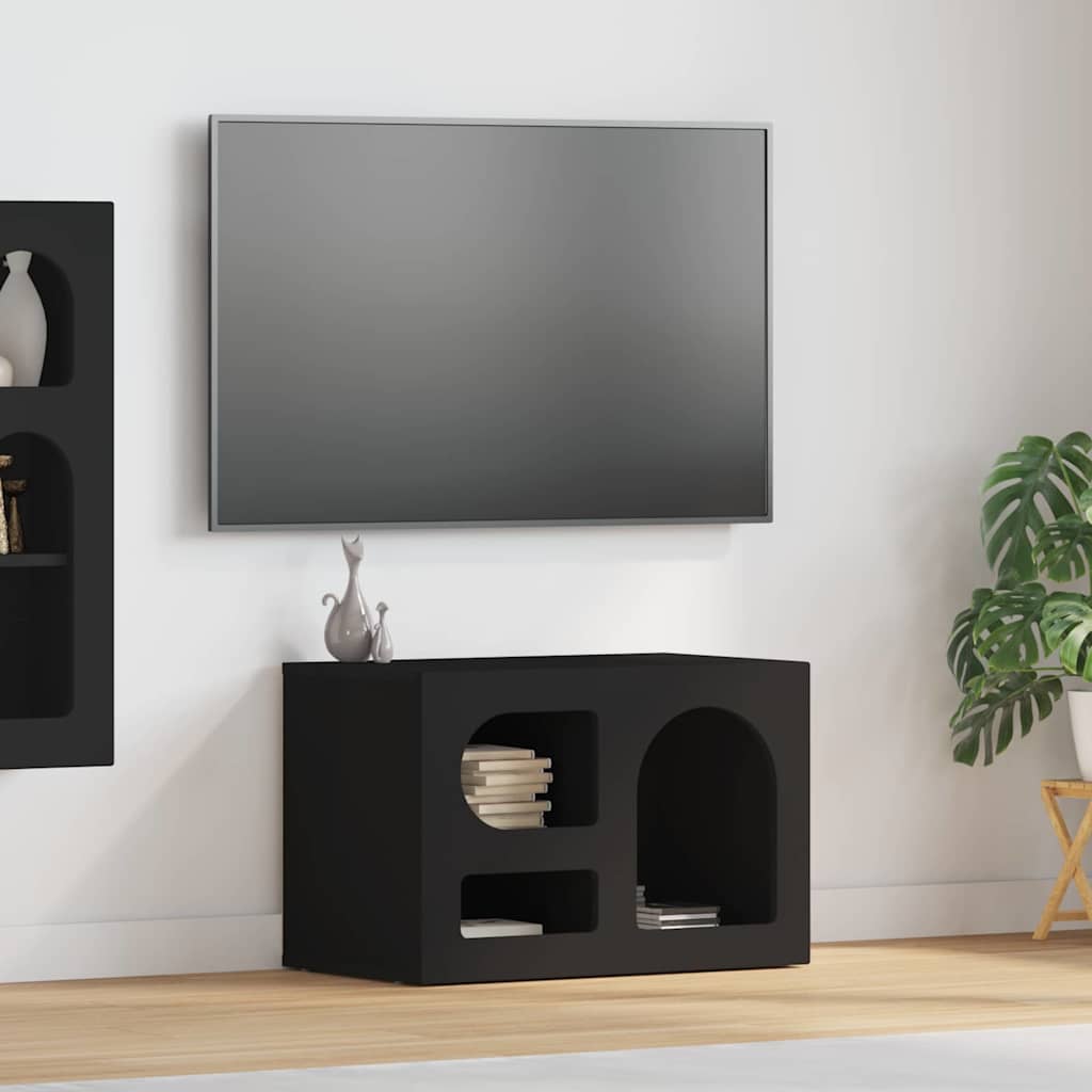 Petit Meuble TV en Bois Ancien - 60 cm-Mon Meuble TV-Noir-13
