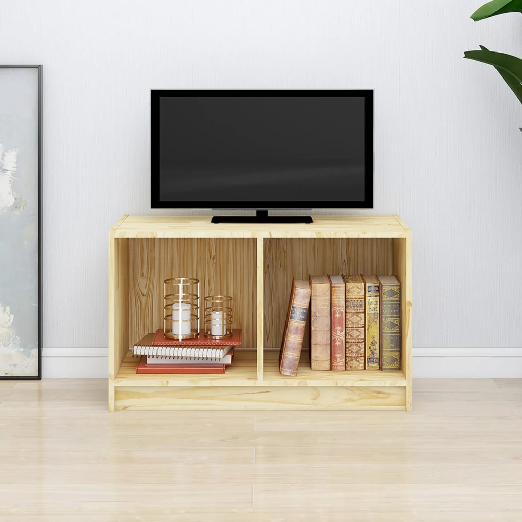 Petit Meuble TV en Bois Massif Gris - 70 cm-Mon Meuble TV-Naturel-9