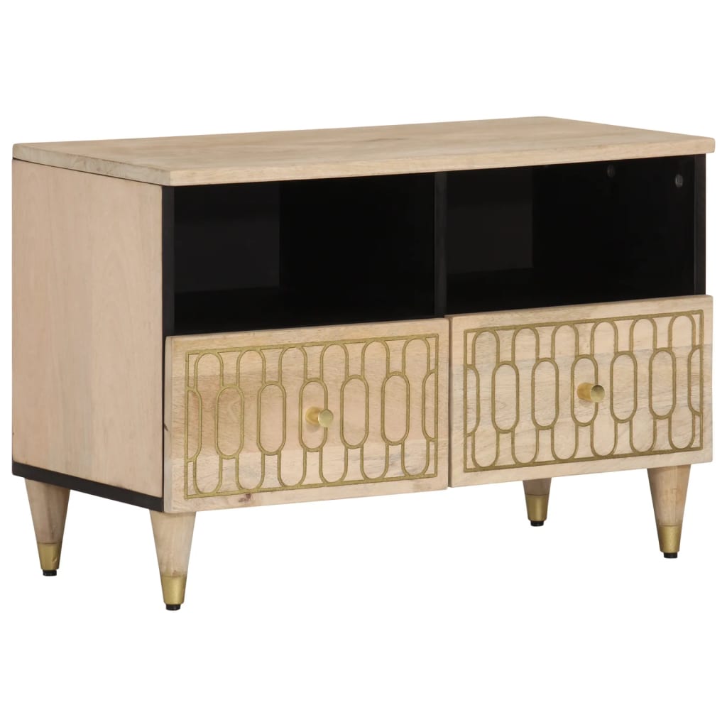 Petit Meuble TV en Manguier Massif Noir - 70 cm-Mon Meuble TV-Marron-1-12