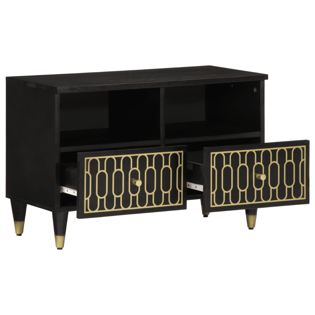 Petit Meuble TV en Manguier Massif Noir - 70 cm-Mon Meuble TV-marron miel-1-2