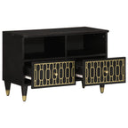 Petit Meuble TV en Manguier Massif Noir - 70 cm-Mon Meuble TV-marron miel-1-2