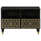 Petit Meuble TV en Manguier Massif Noir - 70 cm-Mon Meuble TV-marron miel-1-3