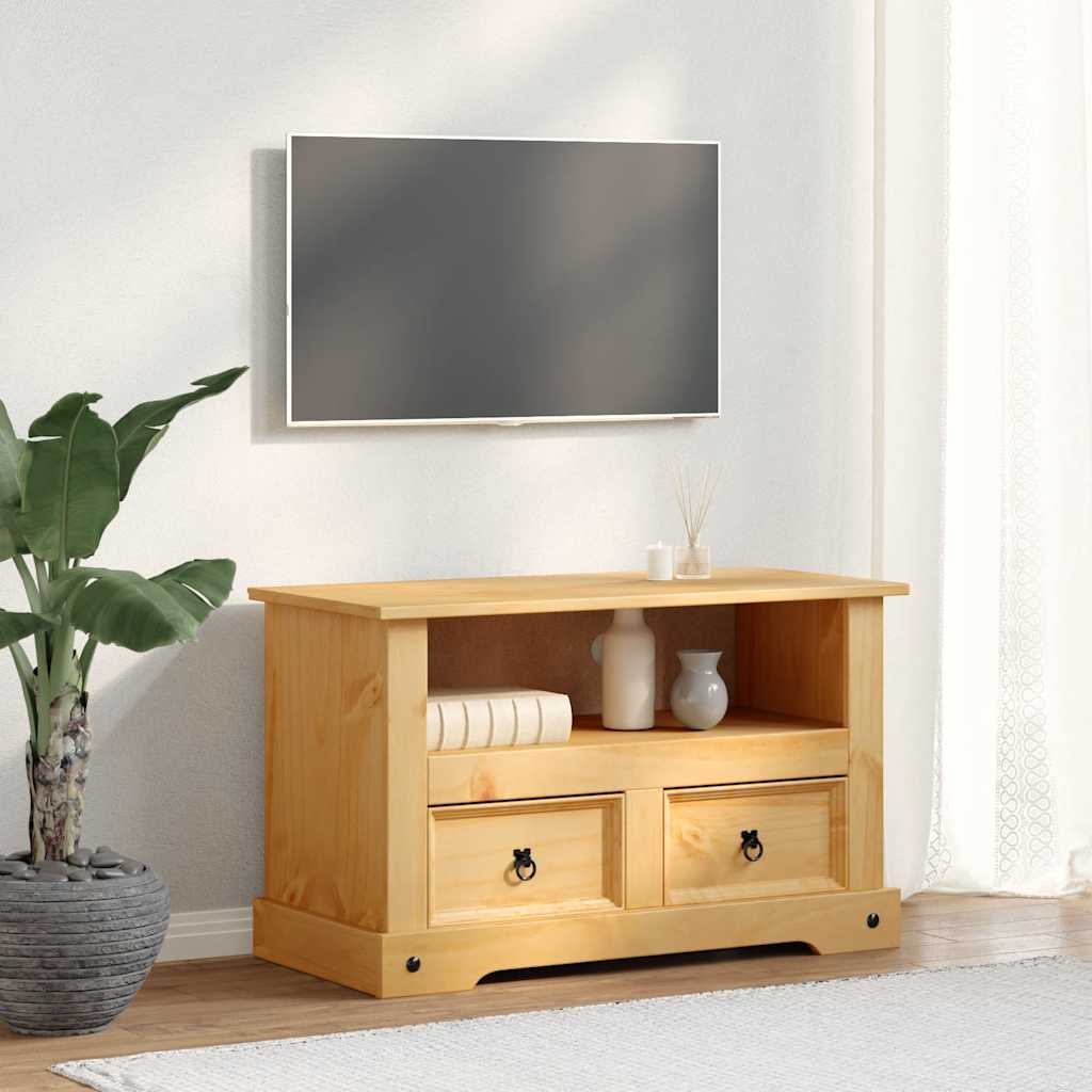 Petit Meuble TV en Pin Massif Mexicain - 91 cm-Mon Meuble TV-2