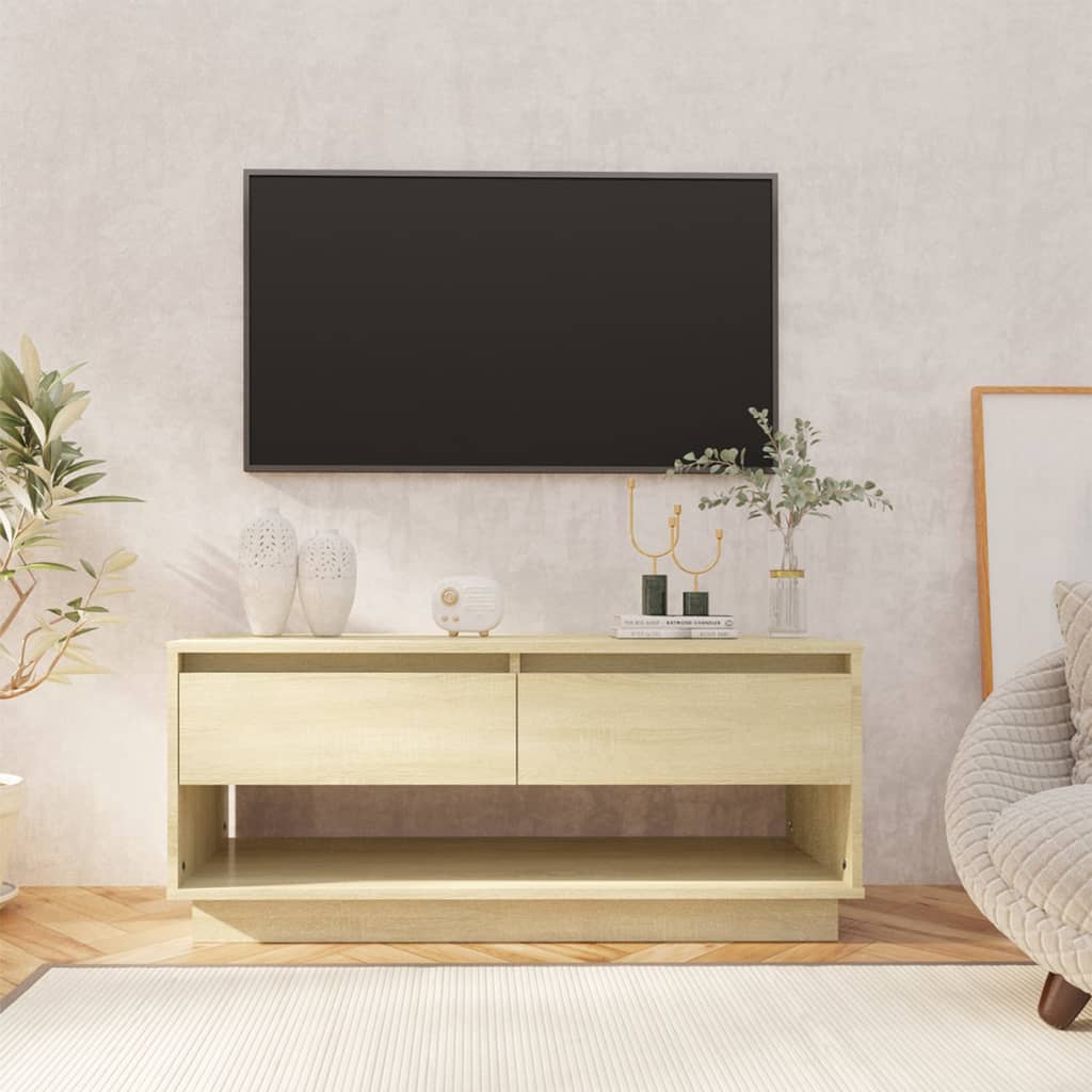 Petit Meuble TV Gris Effet Sonoma - 102 cm-Mon Meuble TV-Chêne sonoma-10
