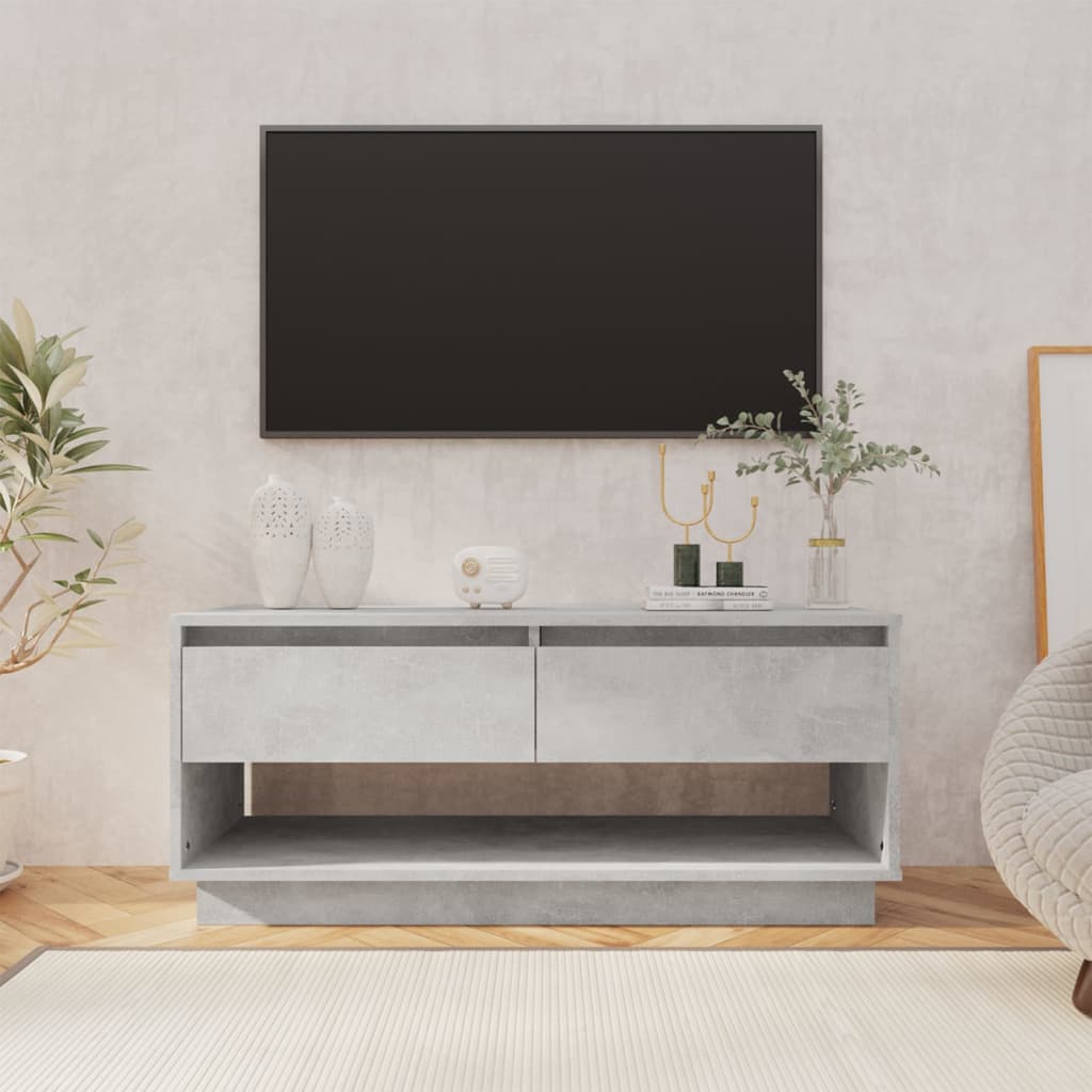 Petit Meuble TV Gris Effet Sonoma - 102 cm-Mon Meuble TV-Gris béton-11