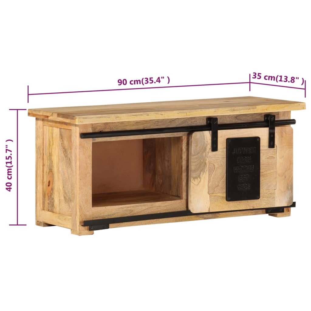 Petit Meuble TV Industriel en Manguier Massif - 90 cm-Mon Meuble TV-7