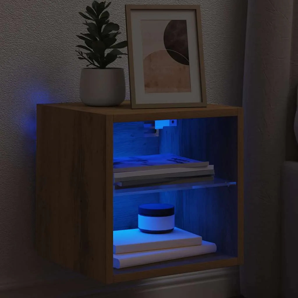 Petit Meuble TV Mural Effet Chêne Artisanal - 30 cm-Mon Meuble TV-1-6