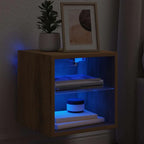 Petit Meuble TV Mural Effet Chêne Artisanal - 30 cm-Mon Meuble TV-1-6