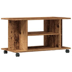 Petit Meuble TV sur Roulettes Effet Vieux Bois - 80 cm-Mon Meuble TV-Vieux bois-1