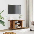 Petit Meuble TV sur Roulettes Effet Vieux Bois - 80 cm-Mon Meuble TV-Vieux bois-2