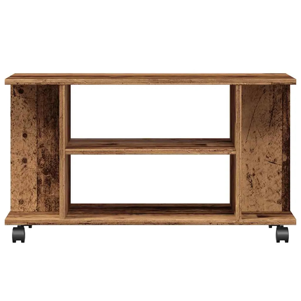 Petit Meuble TV sur Roulettes Effet Vieux Bois - 80 cm-Mon Meuble TV-Vieux bois-4
