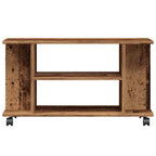 Petit Meuble TV sur Roulettes Effet Vieux Bois - 80 cm-Mon Meuble TV-Vieux bois-4