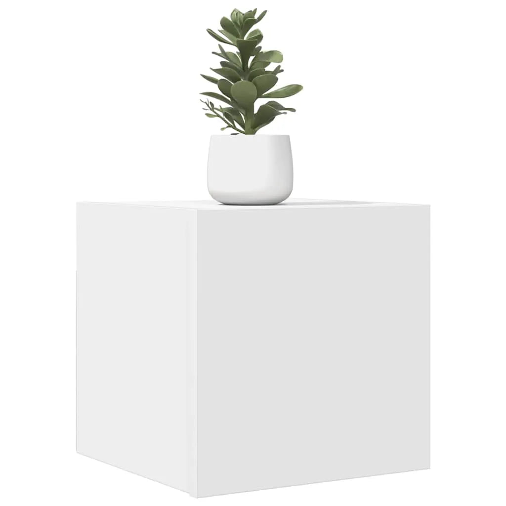 Petit Meuble TV Suspendu Effet Vieux Bois - 30,5 cm-Mon Meuble TV-Blanc-2-28