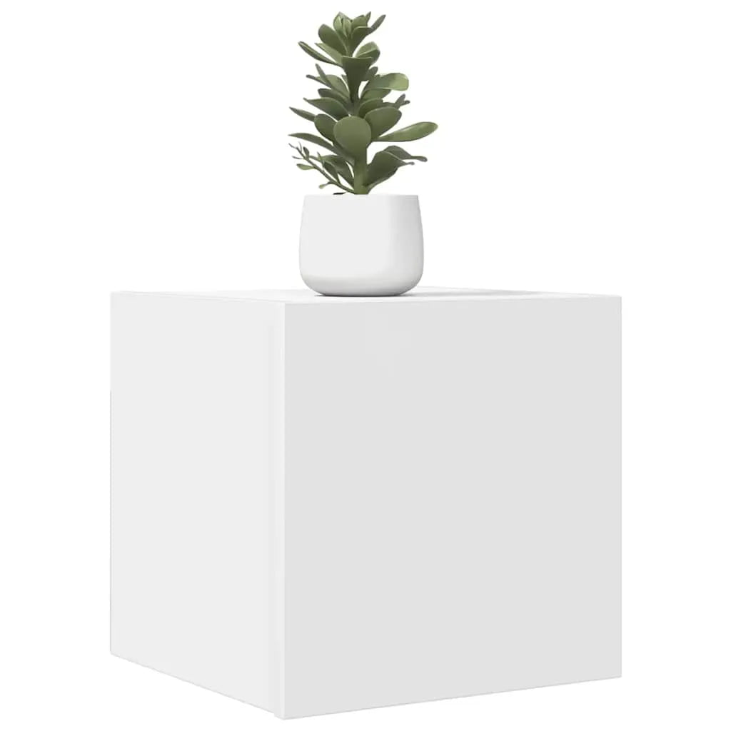 Petit Meuble TV Suspendu Effet Vieux Bois - 30,5 cm-Mon Meuble TV-Blanc-4-33