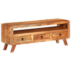 Petit Meuble TV Vintage en Acacia Massif - 110 cm-Mon Meuble TV-bois de récupération massif-1-11
