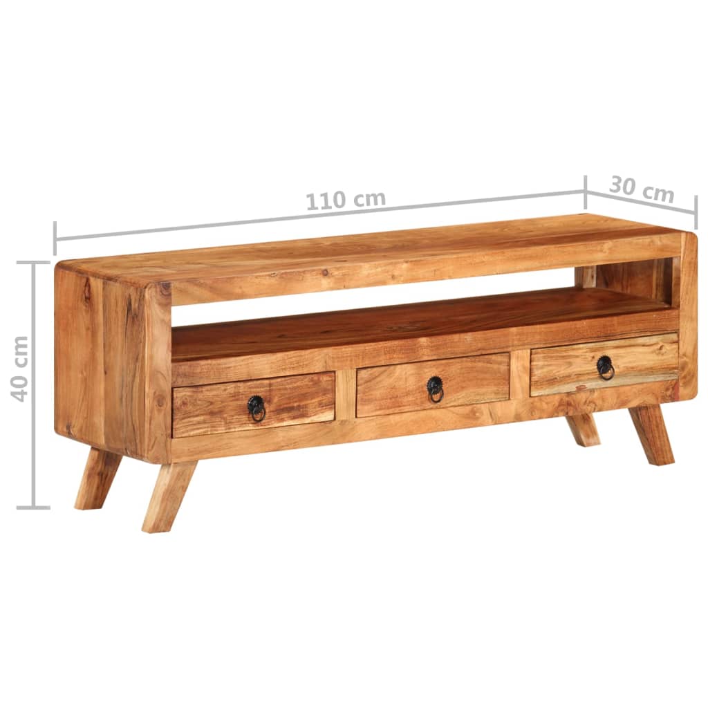 Petit Meuble TV Vintage en Acacia Massif - 110 cm-Mon Meuble TV-bois de récupération massif-1-9